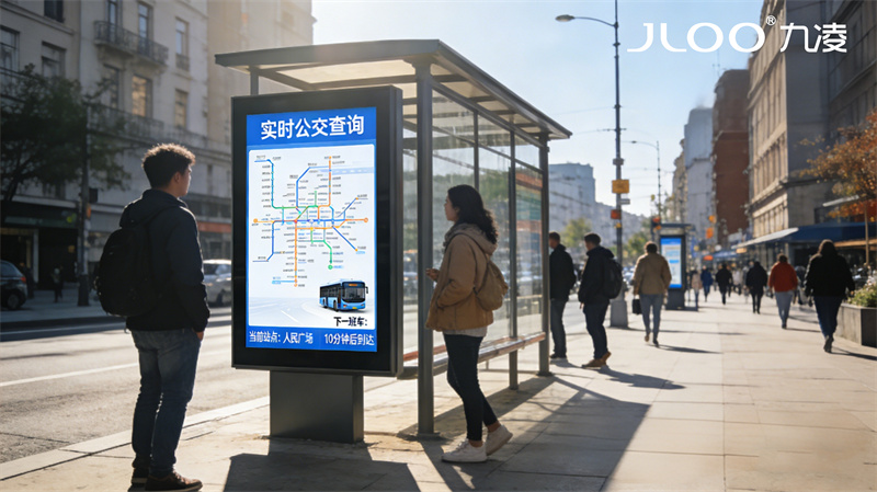 九凌JLOO:户外智能广告机二手车市场宣传APP操控