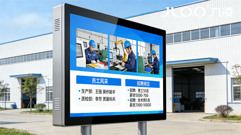 九凌JLOO:窄边户外广告机学校户外宣传自动更新