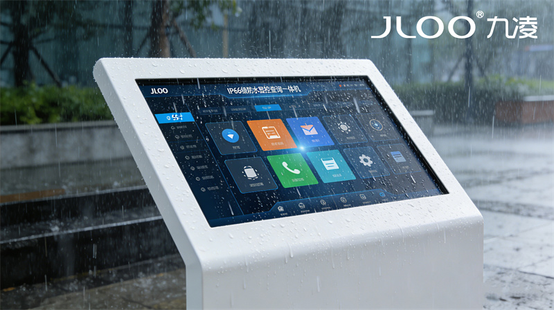 九凌JLOO:户外广告机工厂写字楼户外展示防爆玻璃