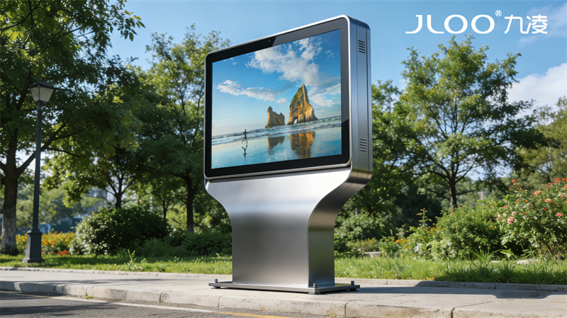 九凌JLOO:户外广告机工厂写字楼户外展示防爆玻璃