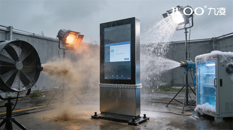 九凌JLOO:户外防水广告机招聘信息展示IP65防护