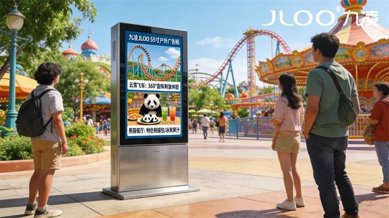 九凌JLOO:户外广告机一体机多少钱摩托车行广告定时开关机
