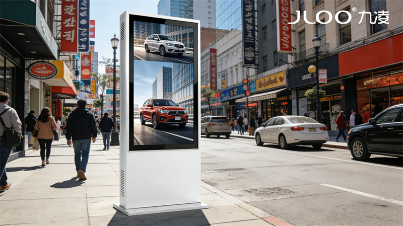 九凌JLOO:全面屏户外广告机消防知识宣传窄边框
