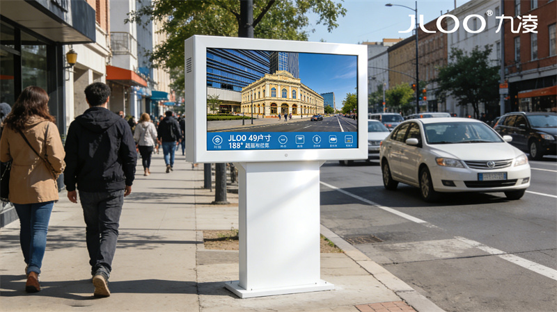 2026年4月最新：九凌JLOO丨55英寸机场快线时间同步IP66户外广告机