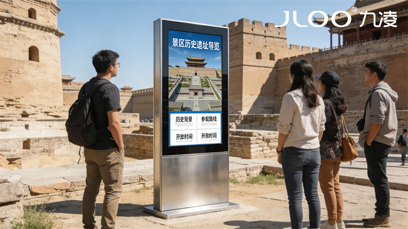 2026年4月最新：九凌JLOO丨55英寸机场快线时间同步IP66户外广告机