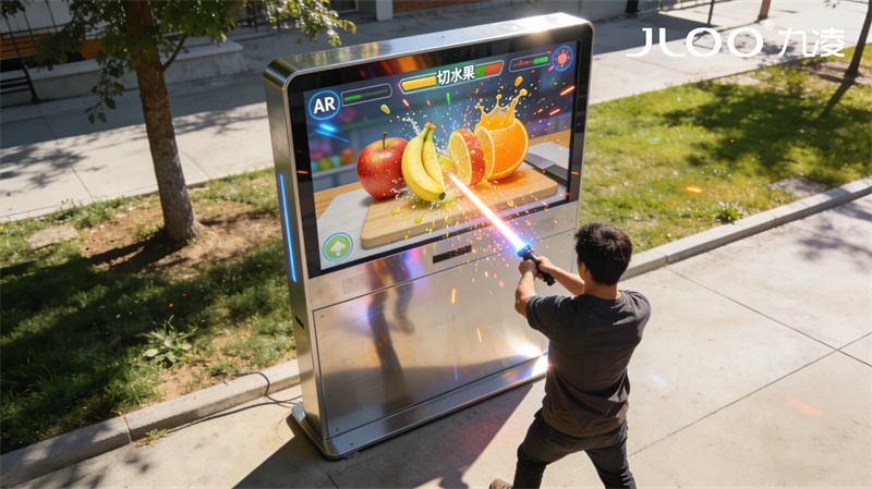 九凌JLOO:网红打卡点一体化机身49寸户外广告机价格多少