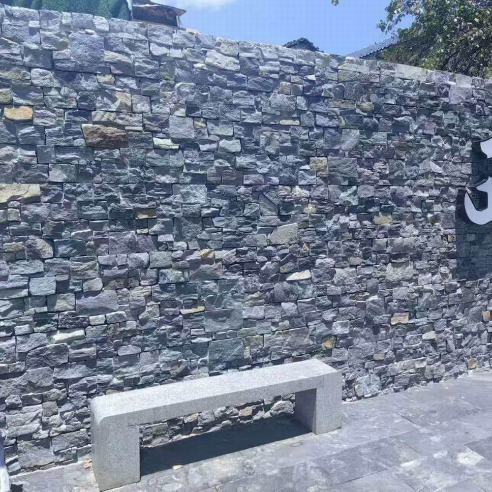 黄板岩毛石天然文化石2-4厚铺地片石路面碎拼石散石