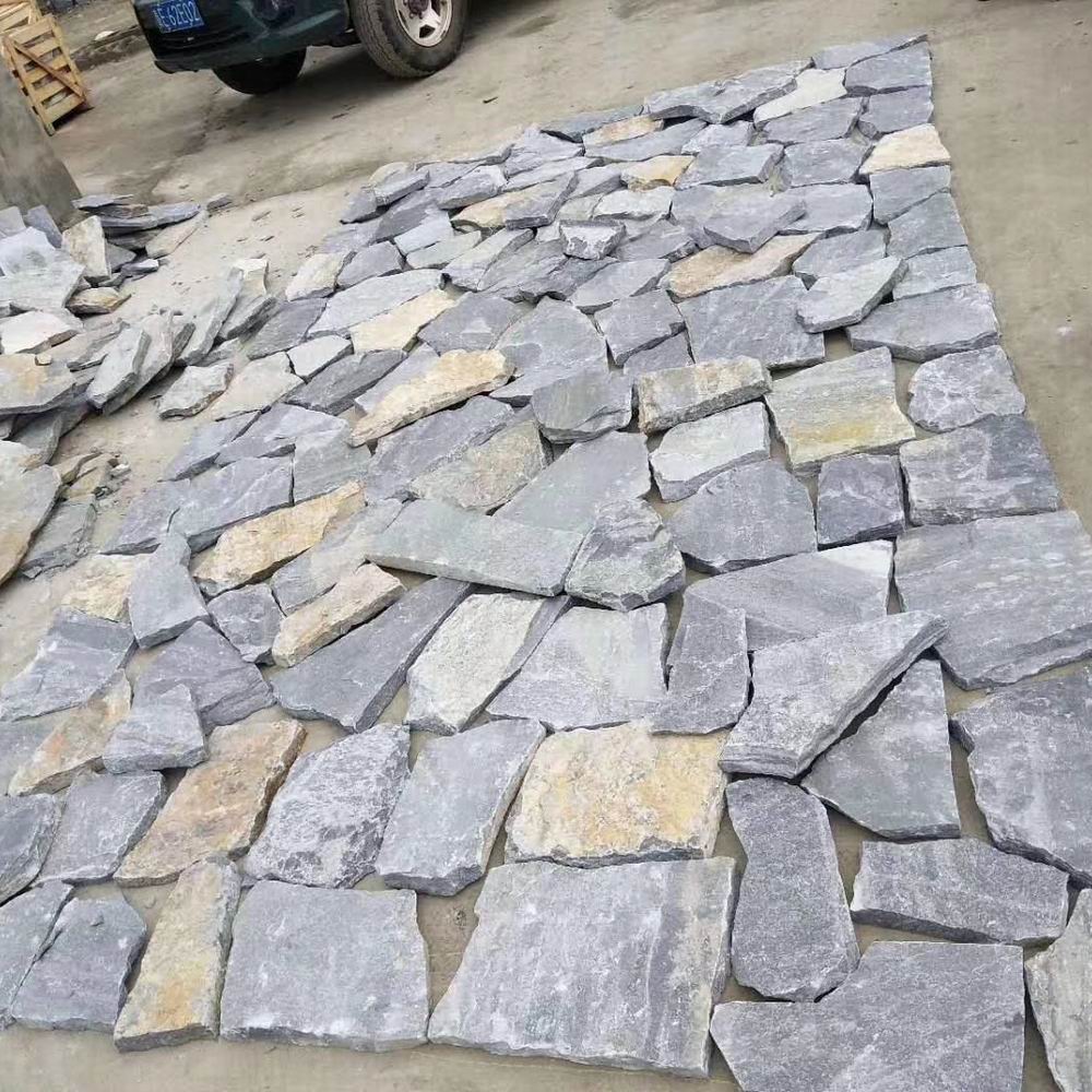 景区建筑外墙贴片石庭院地铺乱形石田园乡村外墙仿古文化石