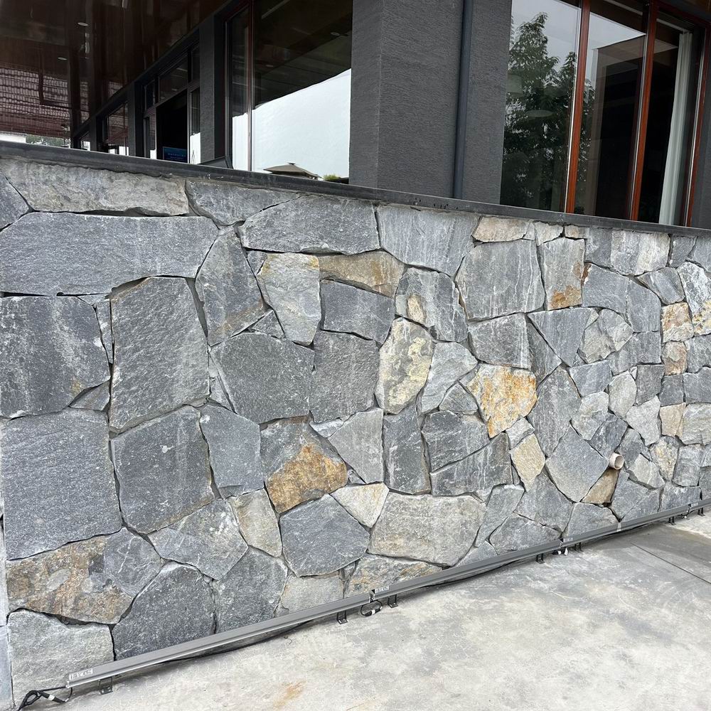 天然不规则乱石片黄木纹板岩冰裂纹碎拼石板片石