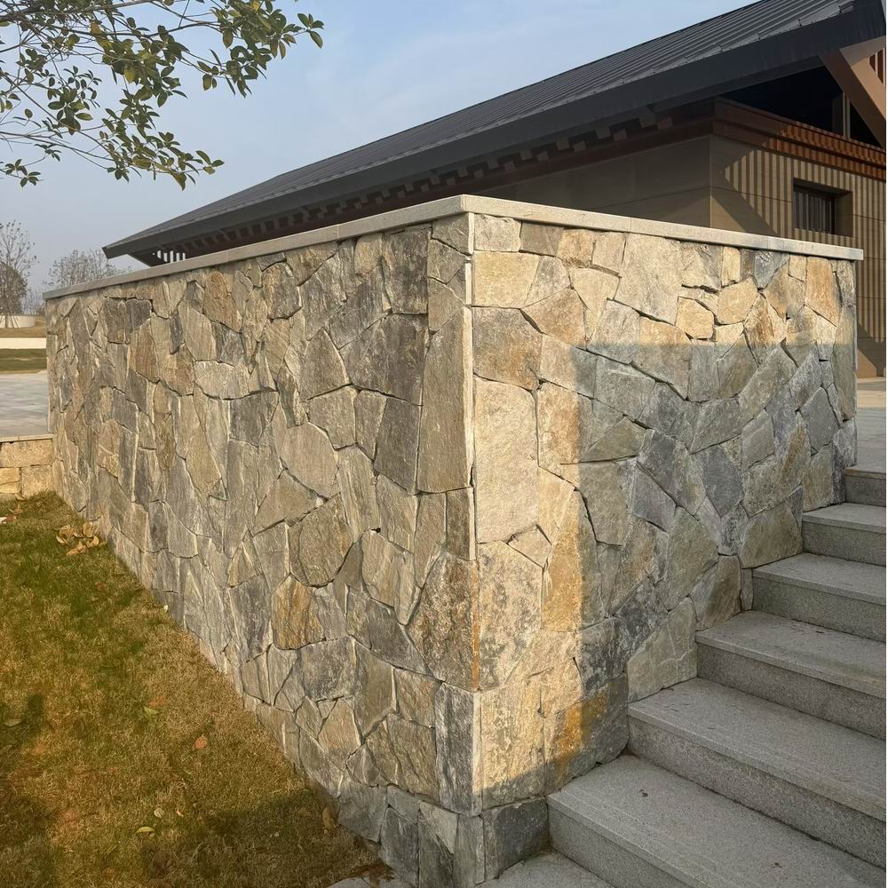 天然不规则乱石片黄木纹板岩冰裂纹碎拼石板片石