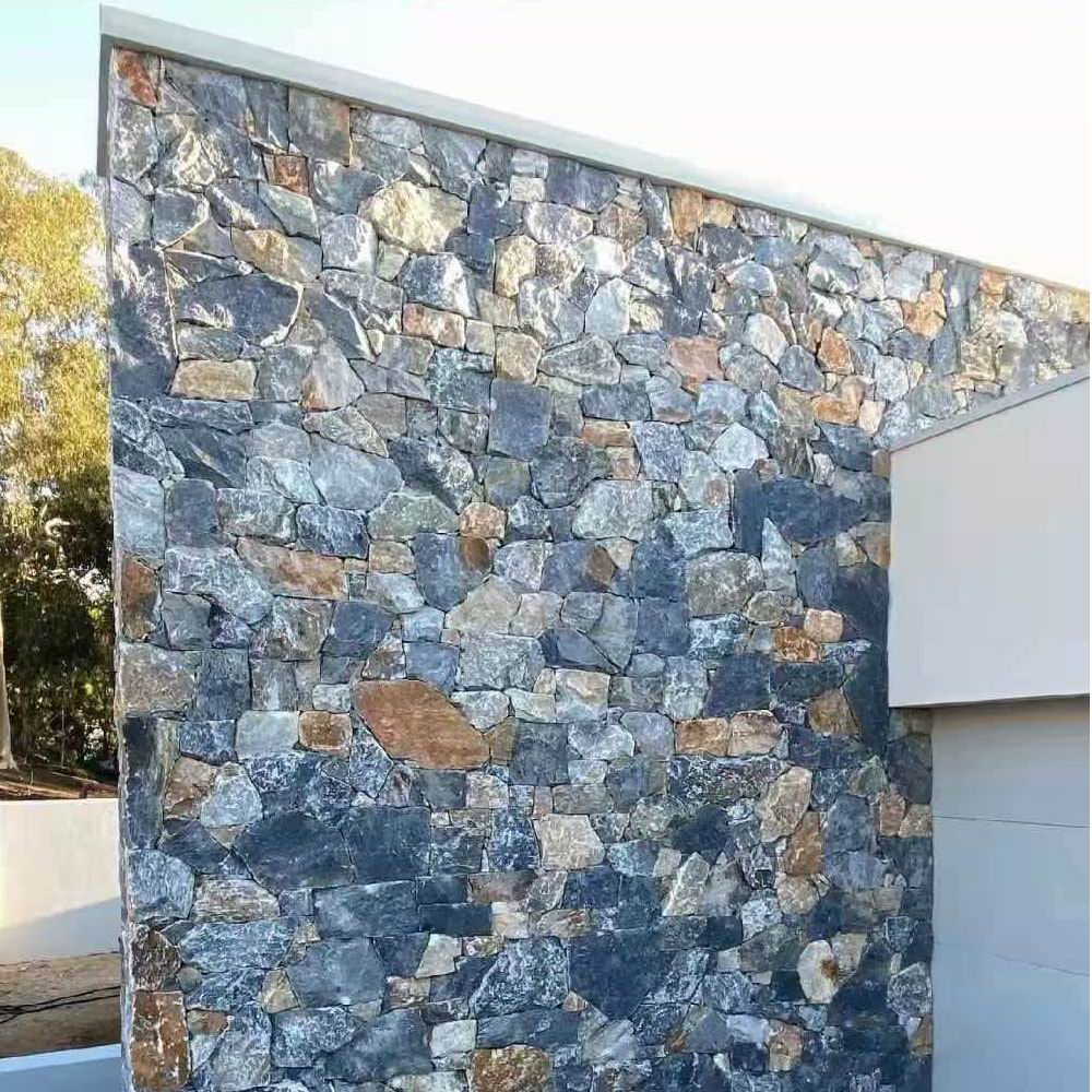 天然木纹砂岩文化石黄木纹板岩毛石碎拼石散片石