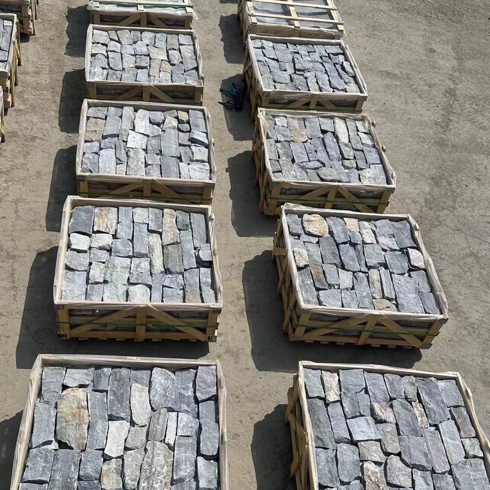 黄木纹板岩冰裂纹碎拼天然石板片石乱形铺地石